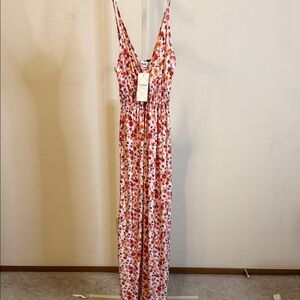 Floral‎ Maxi Dress - Red and White